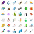 College book icons set, isometric style