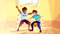 College boys play basketball vector illustration