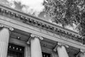 College Campus Library Building and Facade in Black and White Royalty Free Stock Photo