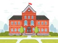 College campus for students or university building. Student house entrance vector illustration Royalty Free Stock Photo