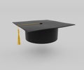 College cap, graduation cap, mortar board. Education, degree ceremony concept 3d icon, minimal 3d render illustration