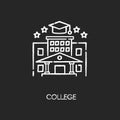 College chalk white icon on black background