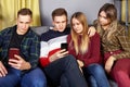 Small group of students in a college dorm Royalty Free Stock Photo