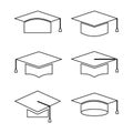 College graduation cap line art for literacy day international celebration education background