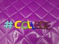 #college college  hashtag on a purple background Royalty Free Stock Photo