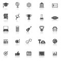 College icons with reflect on white background