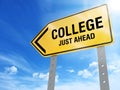 College just ahead sign