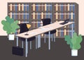 College library flat color vector illustration
