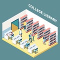 College Library Isometric Composition