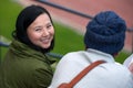 College life is awesome. High angle shot of two students sitting on campus. Royalty Free Stock Photo