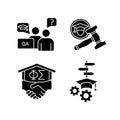 College life black glyph icons set on white space