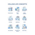 College life concept icons set