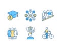 College life RGB color icons set Royalty Free Stock Photo