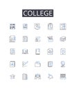 College line icons collection. Innovative, Disruptive, Piering, Groundbreaking, Futuristic, Experimental, Progressive