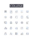 College line icons collection. University, Institute, Academy, School, Campus, Learning institution, Educational