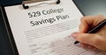 529 College Savings Plan Form Royalty Free Stock Photo