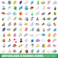 100 college and school icons set Royalty Free Stock Photo