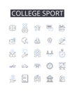 College sport line icons collection. Athletics, Varsity sports, Intramurals, Intercollegiate sports, Team sports