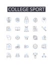 College sport line icons collection. Athletics, Varsity sports, Intramurals, Intercollegiate sports, Team sports