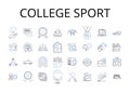 College sport line icons collection. Athletics, Varsity sports, Intramurals, Intercollegiate sports, Team sports