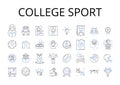 College sport line icons collection. Athletics, Varsity sports, Intramurals, Intercollegiate sports, Team sports