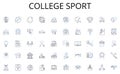 College sport line icons collection. Cozy, Fireside, Snowy, Retreat, Solitude, Serenity, Relaxation vector and linear