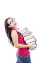 College student carrying books Royalty Free Stock Photo