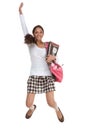 College student Indian teen with backpack jumping Royalty Free Stock Photo