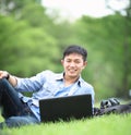 College student with laptop