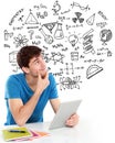 College student studying and Thinking Royalty Free Stock Photo