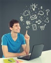 college student Thinking looking up. concept of multimedia techn Royalty Free Stock Photo