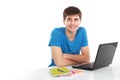 College student using his laptop Royalty Free Stock Photo