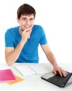 College student using his laptop Royalty Free Stock Photo