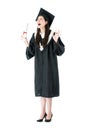 College student woman wearing graduation clothing Royalty Free Stock Photo