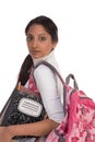 College student young Indian woman with backpack