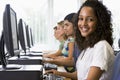 College students in a computer lab Royalty Free Stock Photo