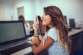 College students in a computer lab Royalty Free Stock Photo