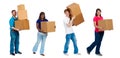 College students or friends moving boxes