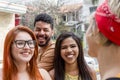 College students having a great time at cafe bar outdoor. Summer Royalty Free Stock Photo