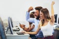 Students sitting in a classroom, using computers during class Royalty Free Stock Photo