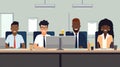 college or university admissions office .racial diversity. flat illustration