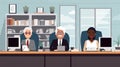 college or university admissions office .racial diversity. flat illustration