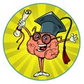 a college or university graduate with a diploma in uniform human brain character, smart wise