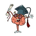 a college or university graduate with a diploma in uniform human brain character, smart wise