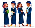 College university graduates vector illustration