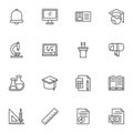 College and university line icons set