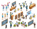 College University People Isometric Icons Collection