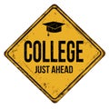 College vintage rusty metal sign