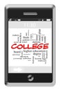 College Word Cloud Concept on Touchscreen Phone Royalty Free Stock Photo