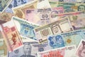 Collegection of international banknotes from various world countries